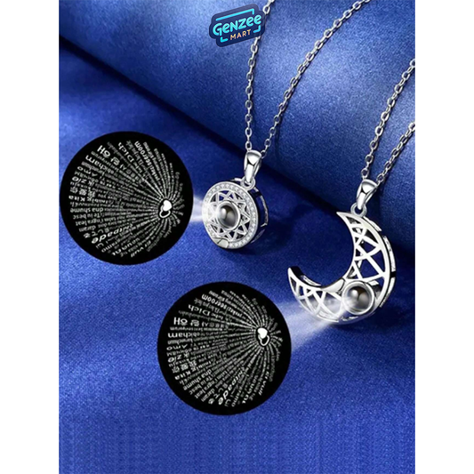 Genzee Mart 2pcs I Love You Necklace 100 Languages For Him And Her