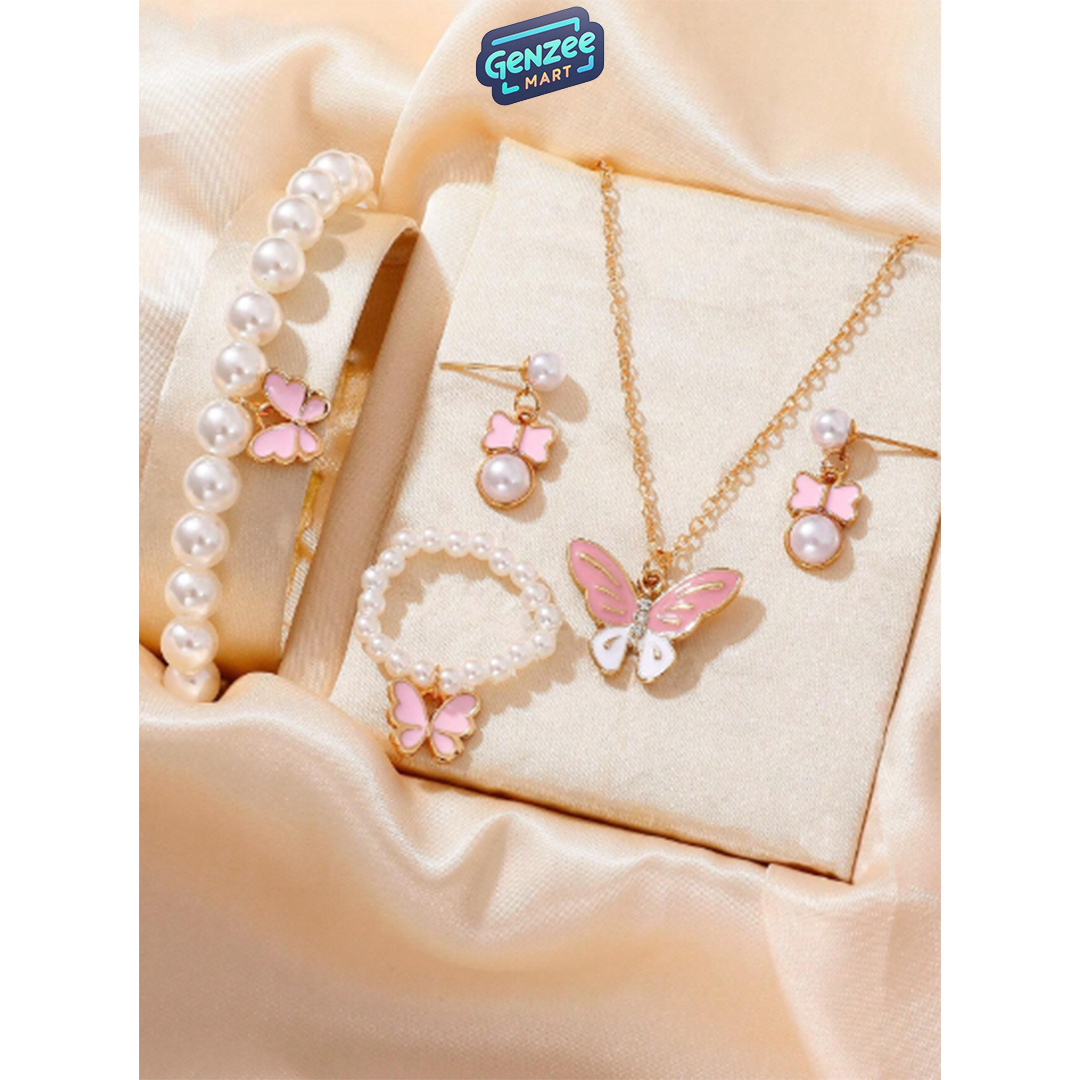 Genzee Mart 5pcs Set Women's Fashionable & Simple Faux Pearl Jewelry Set