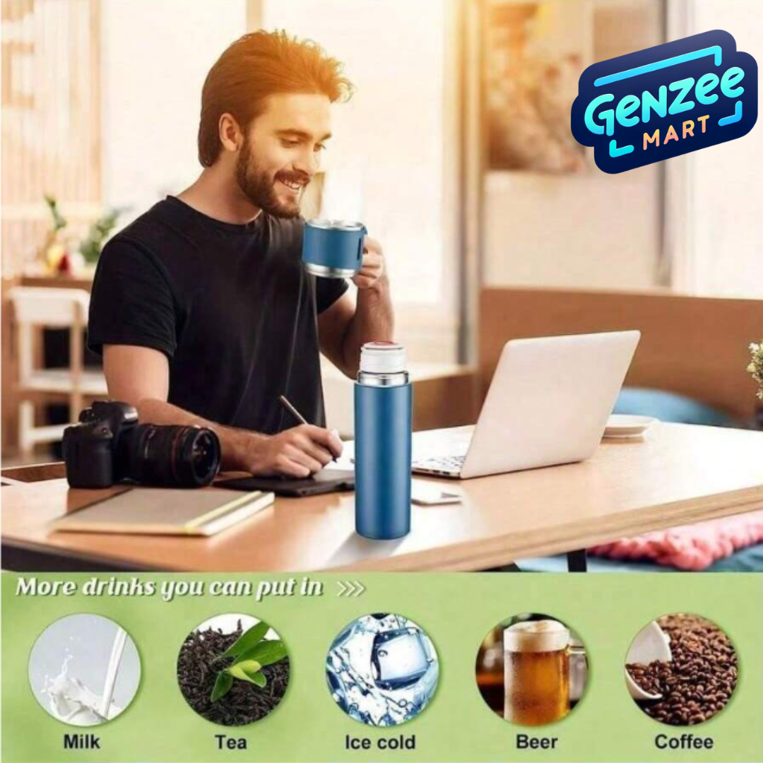 Double Layer Leakproof Insulated Water Bottle with Stainless Steel Thermal Cup