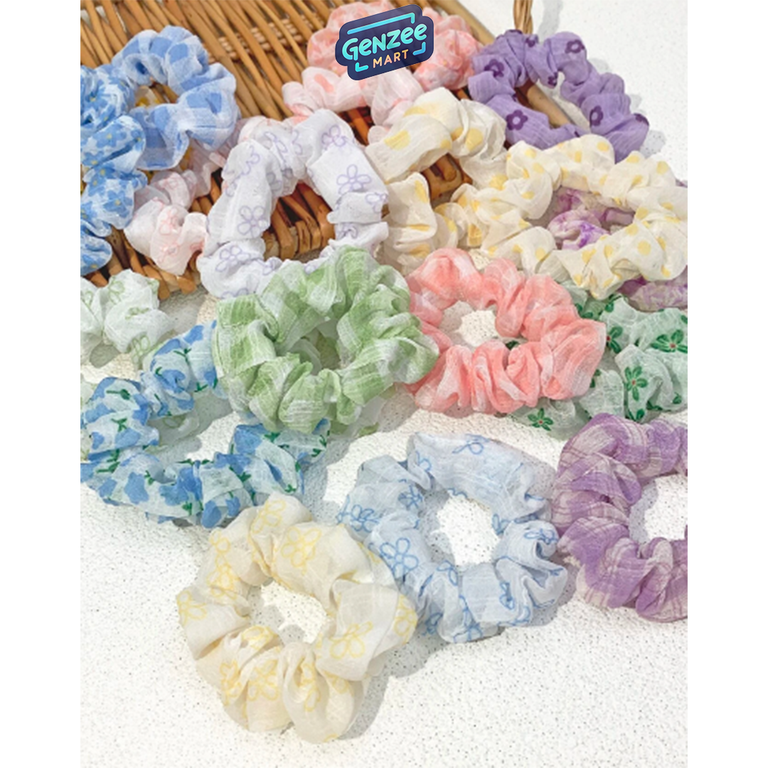 Genzee Mart 20pcs Ditsy Floral Print Scrunchies Cute Casual