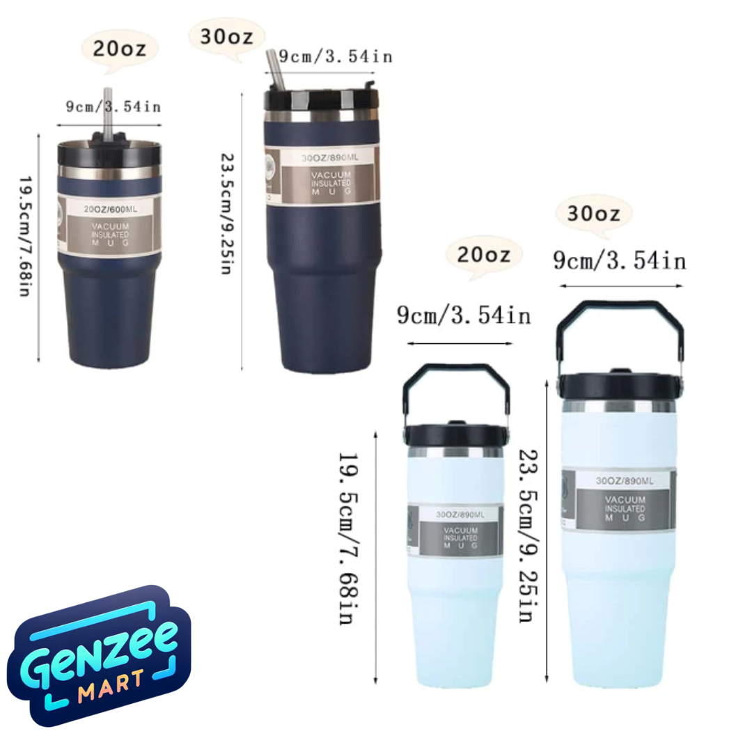 Car Portable Insulated Stainless Steel Tumbler With Handle - 30oz