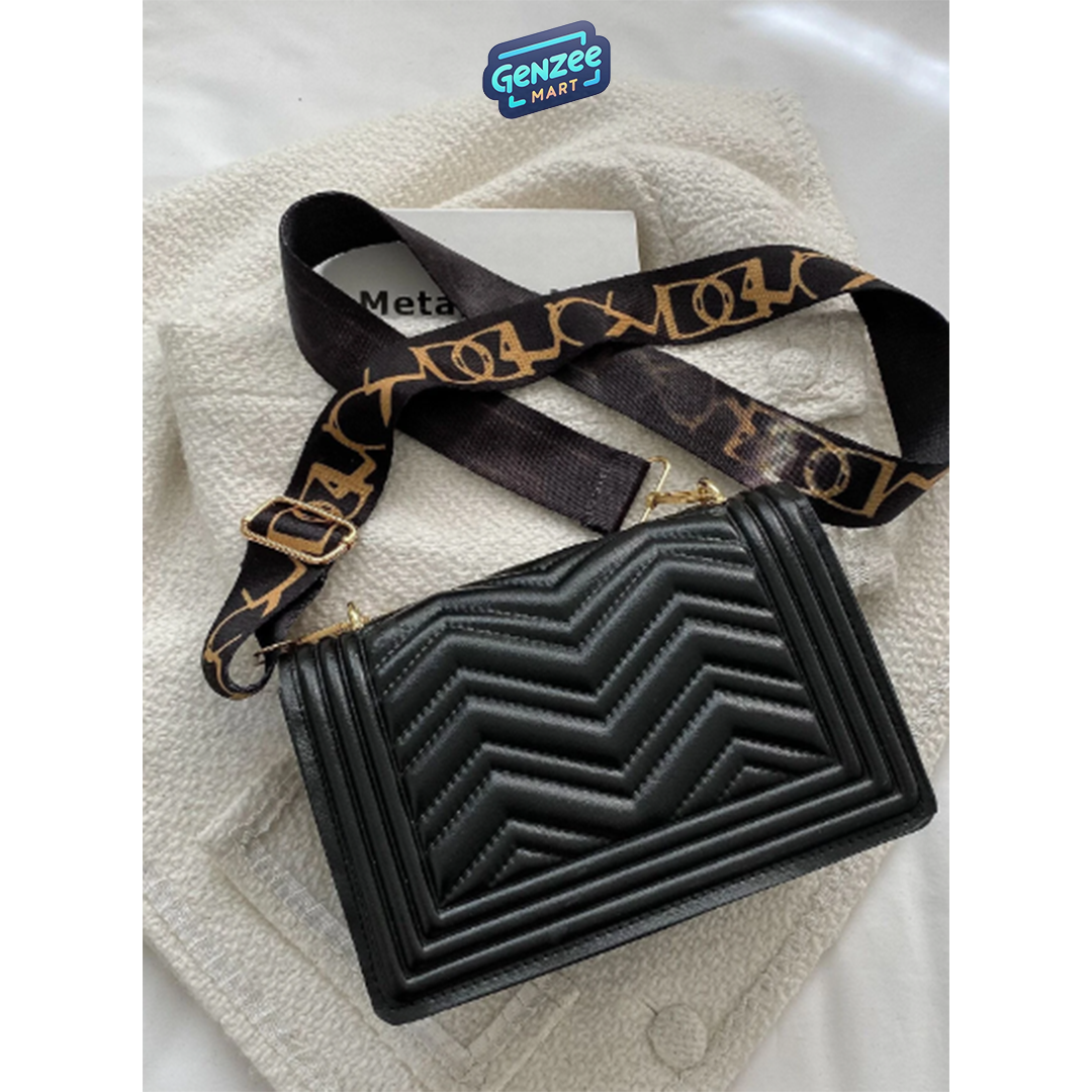 Genzee Mart Mini Chevron Chain Decor Square Bag