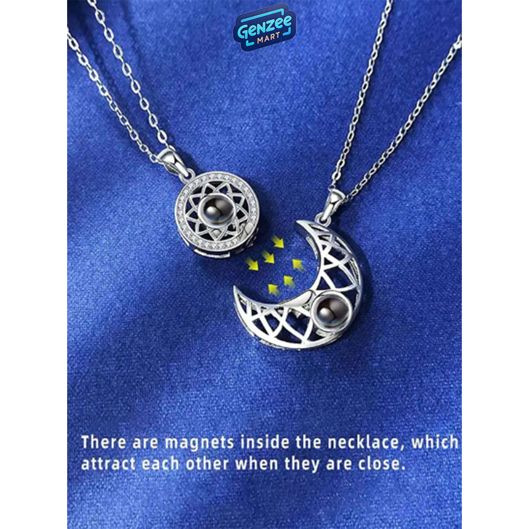 Genzee Mart 2pcs I Love You Necklace 100 Languages For Him And Her