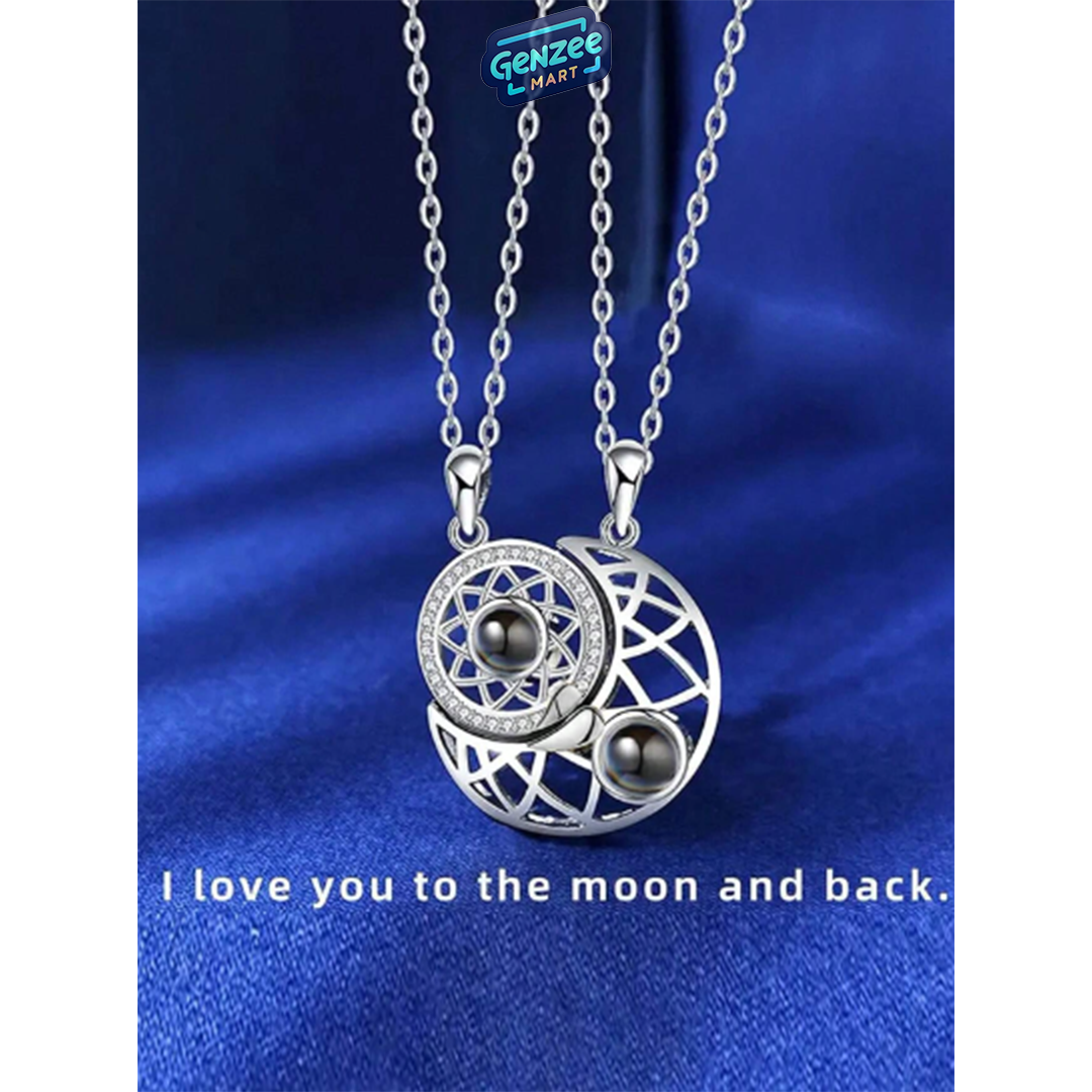 Genzee Mart 2pcs I Love You Necklace 100 Languages For Him And Her